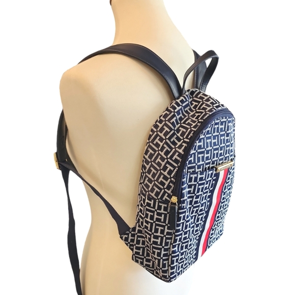Tommy Hilfiger Backpack Navy Signature with Red & White Unisex - Picture 2 of 7